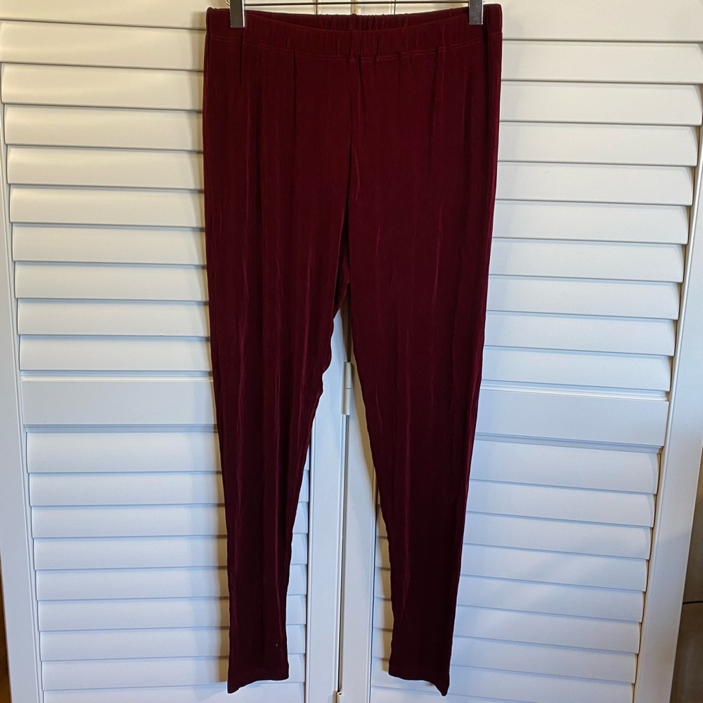 Flax Jeanne Engelhart Pull On Travel Pants Slinky Knit Red Acetate Size Large